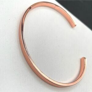 Fashion Rose Gold-Tone Classic Unisex Adjustable Plain Metal Open Cuff Bracelet